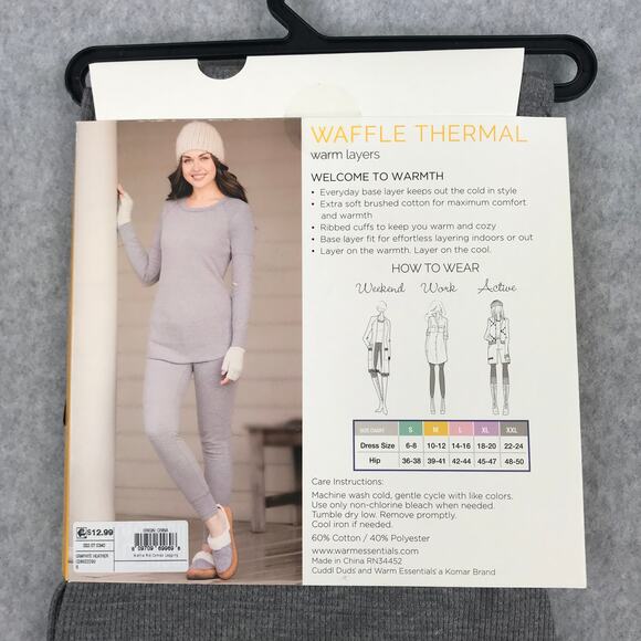 Cuddl Duds Thermal Legging Small Gray Waffle Base Layer Ski Snow Warm Comfy Cozy - Picture 4 of 7